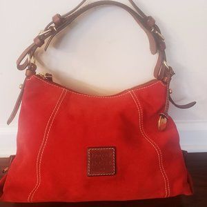 Dooney & Bourke Red Suede Hobo Style Bag